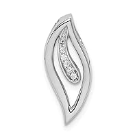 925 Sterling Silver Rhodium Plated CZ Cubic Zirconia Simulated Diamond Journey Leaf Slide Measures 19.11mm long Jewelry for Women
