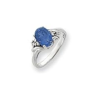Solid 14k White Gold 10x8mm Oval Tanzanite Blue December Gemstone Diamond Engagement Ring (.06 cttw.)