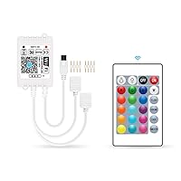 Magic Home DC 12V 24V WiFi Wireless LED Smart Controller, Compatible with Alexa&Google Assistant&IFTTT, Working with Android, iOS System and RGB LED Strip Lights, Comes with 24 Keys Remote Control