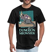 Dungeon Meowster D20 Cat with Dragon Armor Tabletop RPG Gamer T-Shirt Black L