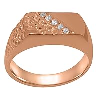 18k Rose Gold Synthetic Cubic Zirconia Mens band Ring - Sizes 6 to 12 Available