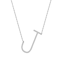 Dazzlingrock Collection Uppercase Letter Initial Alphabet Sideway Pendant with 18 inch Silver Chain for Mothers Day in 925 Sterling Silver