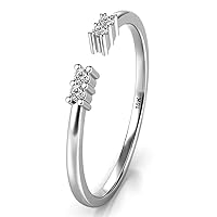 10K White Gold Diamond Wedding Stackable Open Ring