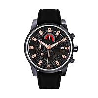 Mens Watch Casual Sports Watches Chronograph Waterproof Calendar Leather Band Fashion Quartz Wrist Watches for Boy