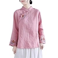 Chinese Traditional Women's Clothing Retro Sleeve Cotton Linen Hanfu Qipao Ladies Top Ethnic Female Cheongsam