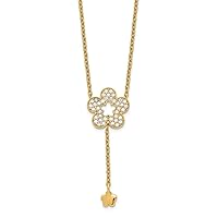 14k Gold Flower CZ Cubic Zirconia Simulated Diamond Necklace 17 Inch Jewelry for Women