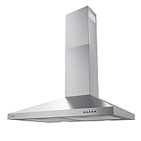 Hermitlux Range Hood 30 inch Stainless Steel, Wall Mount Vent Hood for Kitchen with Charcoal Filter, Range Hoods with Ducted/Ductless Convertible