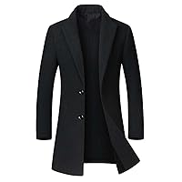 Autumn and winter lapel men's wool coat korean version slim fit windbreaker medium length men's woolen coat