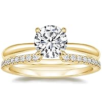 Moissanite Solitaire Engagement Ring for Women, Women's Engagement Ring Moissanite Promise Ring 1 CT Colorless VVS1 Clarity Wedding bands 925 Sterling Silver with 18K Gold