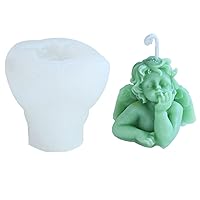 Little Angel Candle Silicone Mold Fondant Chocolate Cake Candy Mould Baby Angel Candle Soap Mold Baking Tools Resin Clay Plaster Craft (B)