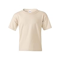 Gildan Youth 5.5 oz 100% Cotton Short Sleeve T-Shirt in Sand - Large (14/16)