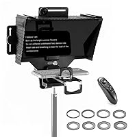 Universal Teleprompter Portable Prompter for Phone Tablet Camera with BT Remote Control Lens Adapter for Live Streaming