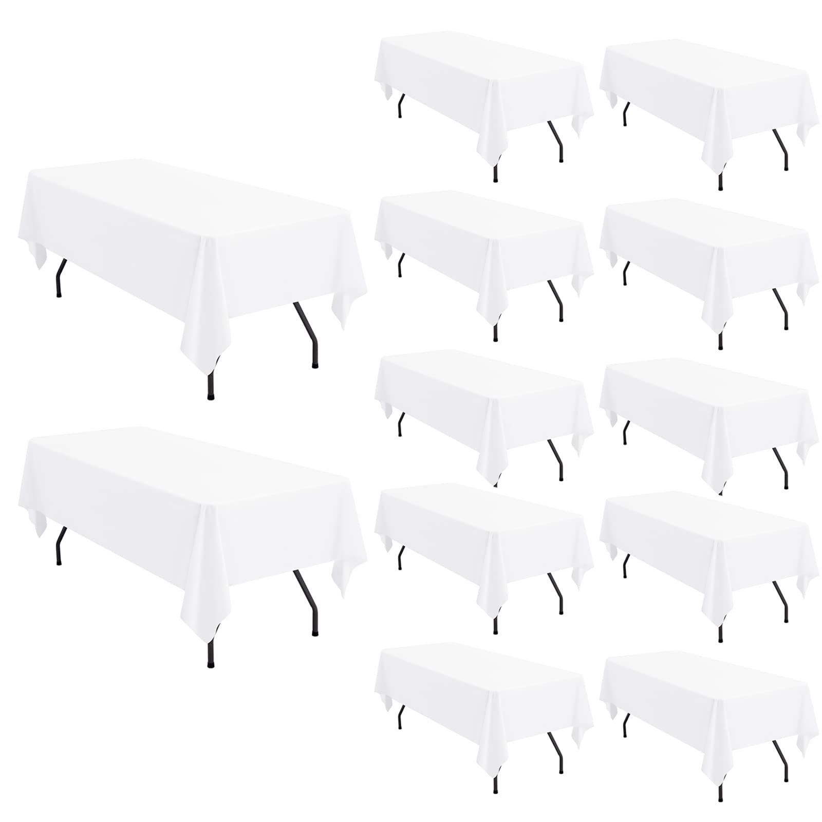 Pesonlook 12 Pack White Polyester Tablecloth-60 x 102 Inch White Rectangle Tablecloth for 6 Ft Rectangle Tables,Washable Fabric Table Cover for Wedding/Buffet Party/Dining Table/Events