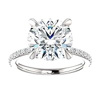 Riya Gems 4 CT Round Cut Colorless Moissanite Engagement Ring Wedding Band Gold Silver Solitaire Ring Halo Ring Vintage Antique Anniversary Promise Gift Bridal Ring