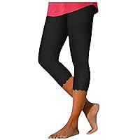 Rvidbe Capri Legging for Women Plus Size Womens Summer Cropped Pants Tummy Control Leggings Athletic Capri Yoga Leggings