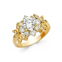 14k Yellow Gold CZ Cubic Zirconia Simulated Diamond Engagement Ring Size 7 Jewelry Gifts for Women