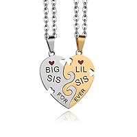 Titanium Steel Originality Fashion Necklace Big / Lil Sisters Confidante Peach Heart Letter Jigsaw Puzzle Necklace Stainless Steel Jewelry