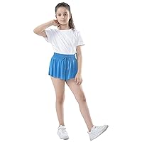 [Girls' Flowy Butterfly Shorts] Stylish and Comfortable anAthletic Activities [High Waist Design] with Pockets (US, Age, 10 Years, 16 Years, 蓝色)