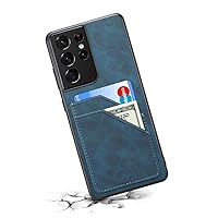 Leather Phone Case for Samsung Galaxy S24 S23 FE S22 S21 S20 Note 20 Note 10 Ultra Plus Card Holder Cover,Blue,for S20 Plus