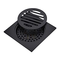 Matte Black Classic Bathroom Square Shower Drain with Removable Cover, for Bathroom and Kitchen - Unfit for Threaded Base Drain Base or Rubber Gasket