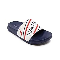 Nautica Kids Slip-On Sandal Athletic Slide - Youth Big Kid - Little Kid Boys - Girls-Stunsail-White/Navy/Red Size-4