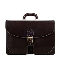 Maxwell Scott - Mens Luxury Italian Leather Large Briefcase with Buckle Closure - Handmade - The Tomacelli3