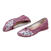 Soft Jacquard Cotton Women Pointy Toe Slip On Ballet Flats Chinese Embroidery Ladies Casual Walking Shoes