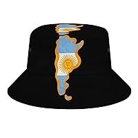 Argentine Flag Map Bucket Hat Unisex Sun Cap Fisherman Hat for Fishing Beach Travel