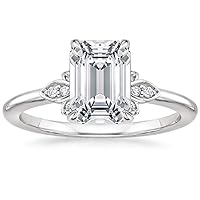 2CT Emerald Cut VVS1 Colorless Moissanite Engagement Ring Wedding Band Gold Silver Eternity Solitaire Halo Vintage Antique Anniversary Promise Gift Fiorella Diamond Engagement Ring