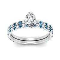 Choose Your Gemstone Three Quarter Diamond CZ Gallery Bridal Ring Sterling Silver Marquise Shape Wedding Ring Minimal Modern Design Birthday Wedding Gift US Size 4 to 12