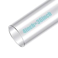 Clear PC Pipe Long Polycarbonate Round Rigid Plastic Tubing Unbreakable Plastic Tube Clear Tube for Dust Collection Hose Fittings (4 x 36 Inch)