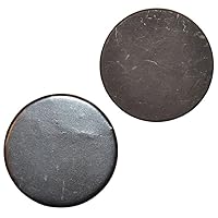 2 pcs Shungite Stickers Set Round 30 mm Polished and Unpolished (1 of Each) for Cell Phone Case Tablet Laptop Computer - Energy Shungite Stones Protection Plate with Carbon Fullerenes
