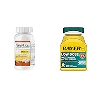 Fibercon Fiber Therapy Coated Caplets, Safe, Simple & Comfortable Insoluble Fiber & Bayer Aspirin Low Dose 81 mg, Enteric Coated Tablets