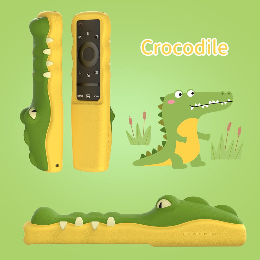 SIKAI Silicone Case Cover for Samsung QLED Smart TV Remote BN59-1357 BN59-01363A BN59-01265A BN59-01311 Shockproof Anti-Lost Crocodile Shape Cover for Samsung Frame TV SolarCell Remote (Crocodile)