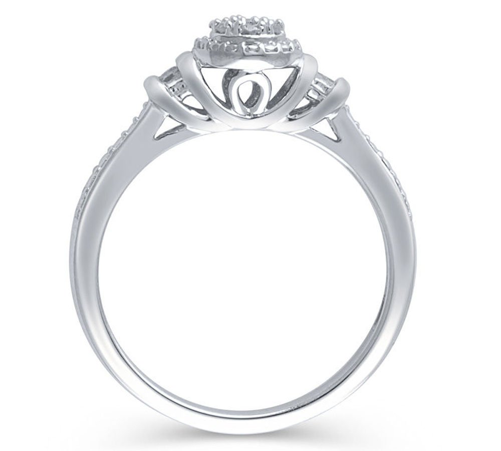 EternalDia 0.10 Cttw Composite Diamond Cluster Promise Ring in 925 White Finish Sterling Silver (I-J/I2-I3)