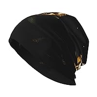(Gold Sequin Sparkle) Unisex Adult Knit Hat for Women and Men, Jogging Cycling