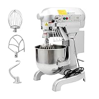 Restaurantware Hi Tek 10.6-Qt Planetary Mixer 1 No-Slip Feet Countertop Mixer - 3-Speed Removable Guard Silver Aluminum Cake Dough Mixer 110V/60Hz Includes Dough Hook Whisk & Beater