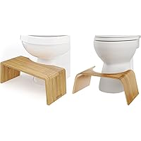 Squatty Potty Oslo Folding Bamboo Toilet Stool – 7 Inches & The Original Bathroom Toilet Stool - Slim Teak Finish, 7 inch Height