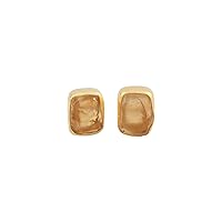 Guntaas Gems Citrine Stud Earring Brass Gold Plated Handmade Women Wear Collet Setting Back Push Gift For Her