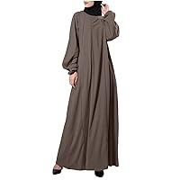 Women Abaya Long Sleeve Muslim Dress Ramadan Eid Prayer Maxi Flowy Dresses Casual Islamic Kaftan Plus Size Dubai Outfit