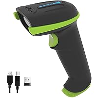 Tera Barcode Scanner Wireless Versatile 2-in-1 (2.4Ghz Wireless+USB 2.0 Wired) with Battery Level Indicator 328 Feet Transmission Distance Rechargeable 1D Laser Bar Code Reader USB Handheld (Green)