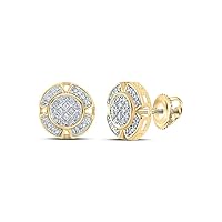 10kt Yellow Gold Mens Round Diamond Circle Earrings 1/6 Cttw
