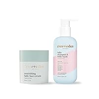 Evereden Baby Shampoo and Body Wash, 8.5 fl oz & Nourishing Baby Face Cream, 1.7 oz | 2 Item Bundle Set | Clean and Natural Baby Care