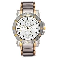 GENEVA PLATINUM 9169-2TONE Men's Decorative Chronograph-style Matte Finish Link Watch