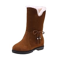 Womens Solid Color Warm Winter Casual Boots Thicken Fleece Plush Lined On-Slip Flatform High Tops Outdoor Snow Boot