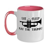 Trumpet Mug 11oz Pink, Trumpet Tea and Coffee Mug Cup, Unique Funny Trumpet Inspiring Coloured Present Mugs