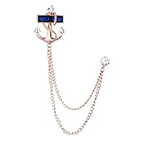 Creative Diamond Anchor Brooch Pin, Shirts Collar Chain Sweater Clip Collar Clip Lapel Pin Double Chain Collar Pin Collar Tip Brooch with Gift Box