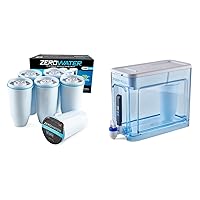 ZeroWater Official Replacement Filter & 32-Cup Ready-Read 5-Stage Water Filter Dispenser Bundle - Improved Tap Water Taste