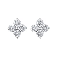3 Cttw Quad Diamond Stud Earrings in 14K White Gold (3 Cttw, Color : I, Clarity : I2)