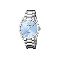 Festina F20622/3 Women's Analogue Quartz Watch with Stainless Steel Strap, Silver-light blue, Bracelet